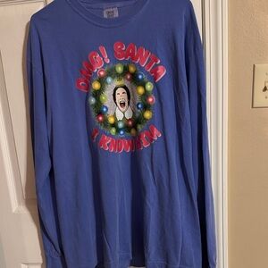 Comfort Colors Blue Festive Santa Long Sleeve Tee